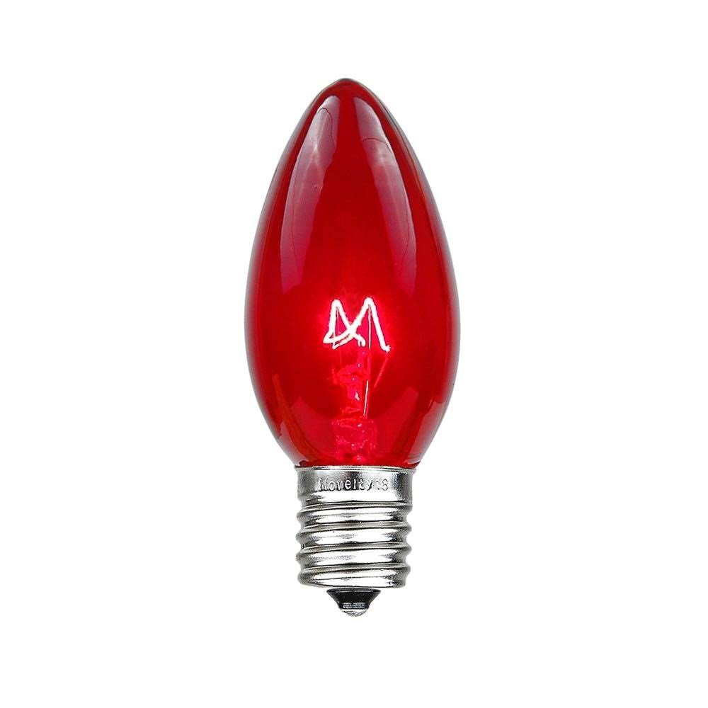 Novelty Lights 25 Pack C9 Outdoor Christmas Replacement Bulbs, Red, E17/c9 Base, 7 Watt
